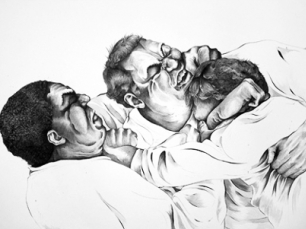 Drawing of men fighting by Justin Francavilla